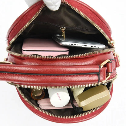 Women's Fashion Printed Shoulder New Small Round High Sense Embossing Process Crossbody Bag Ladies Simple Handbag