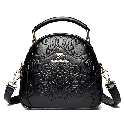 Women's Fashion Printed Shoulder New Small Round High Sense Embossing Process Crossbody Bag Ladies Simple Handbag