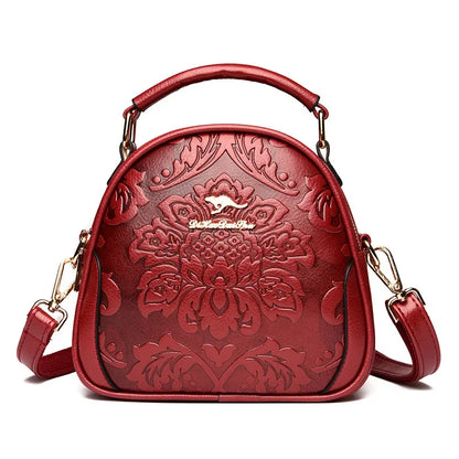 Women's Fashion Printed Shoulder New Small Round High Sense Embossing Process Crossbody Bag Ladies Simple Handbag