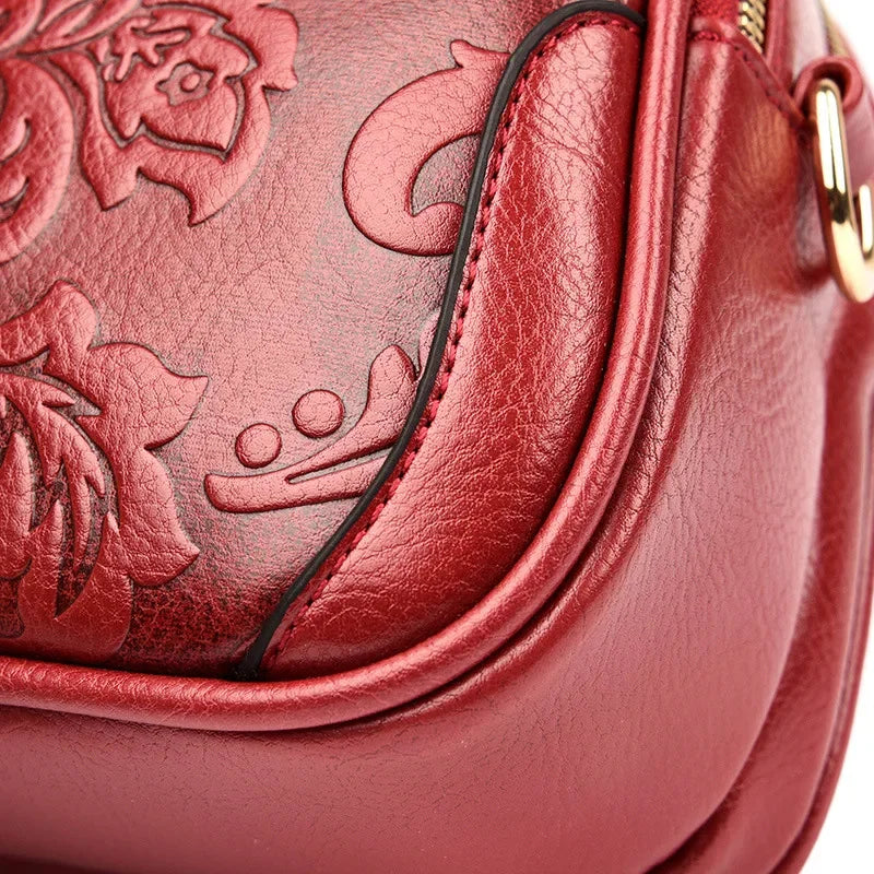 Women's Fashion Printed Shoulder New Small Round High Sense Embossing Process Crossbody Bag Ladies Simple Handbag