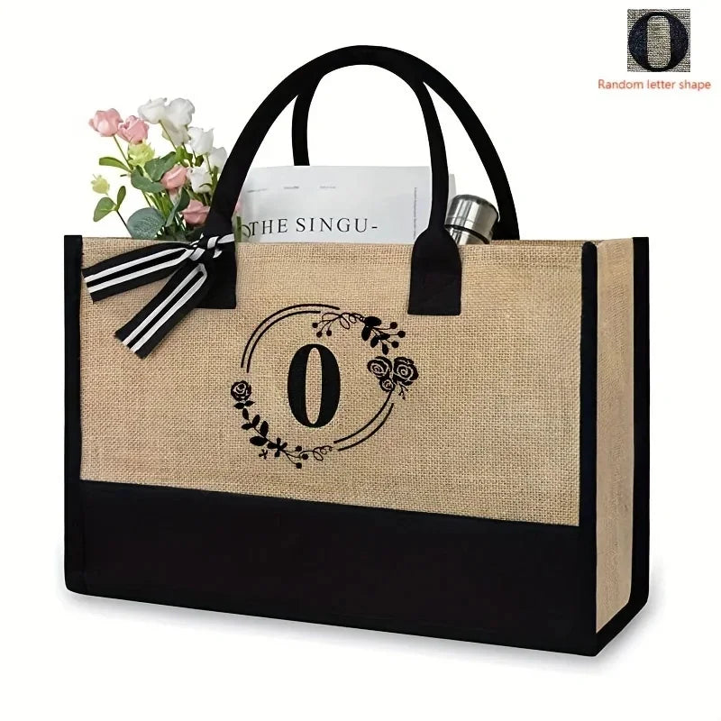 Women's Fashion Retro Design Woven Letter Large Capacity Handheld One Shoulder Crossbody Bag