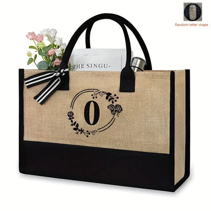 Women's Fashion Retro Design Woven Letter Large Capacity Handheld One Shoulder Crossbody Bag