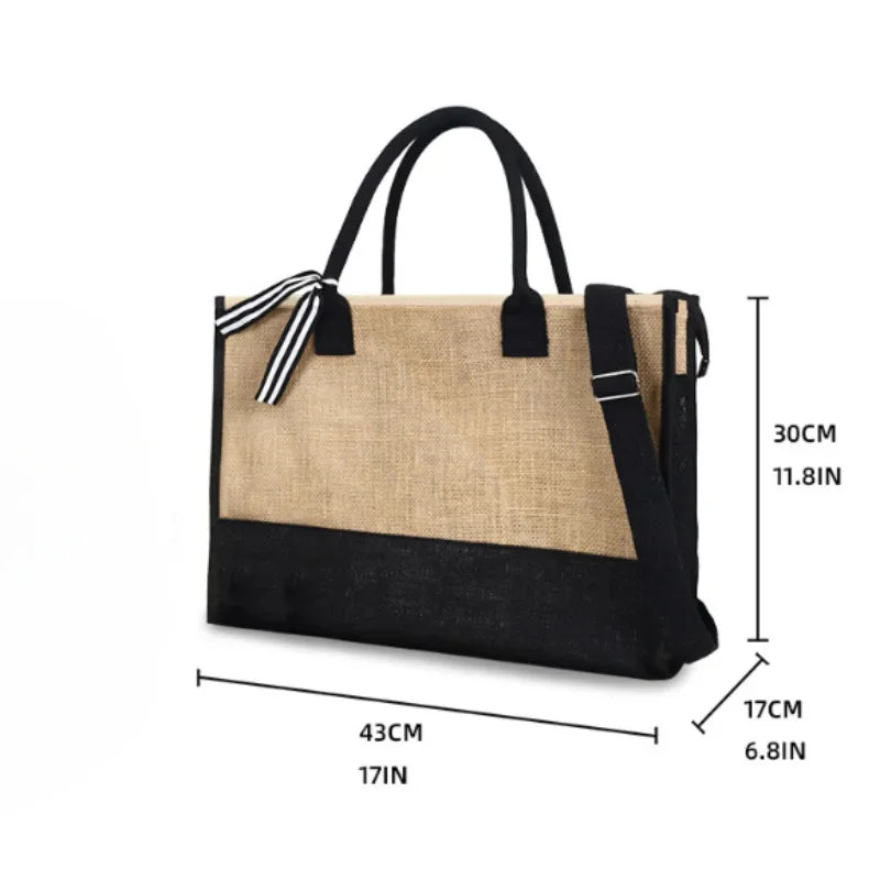 Women's Fashion Retro Design Woven Letter Large Capacity Handheld One Shoulder Crossbody Bag