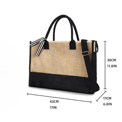 Women's Fashion Retro Design Woven Letter Large Capacity Handheld One Shoulder Crossbody Bag