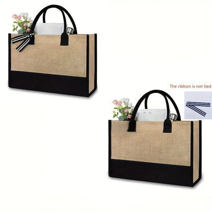 Women's Fashion Retro Design Woven Letter Large Capacity Handheld One Shoulder Crossbody Bag