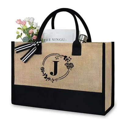 Women's Fashion Retro Design Woven Letter Large Capacity Handheld One Shoulder Crossbody Bag