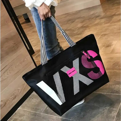 Women's Fashion Shoulder Female Korean Letter Dry Wet Separation Ladies Casual Large Capacity Beach Travel Shopping Bag