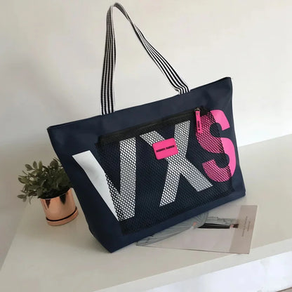 Women's Fashion Shoulder Female Korean Letter Dry Wet Separation Ladies Casual Large Capacity Beach Travel Shopping Bag