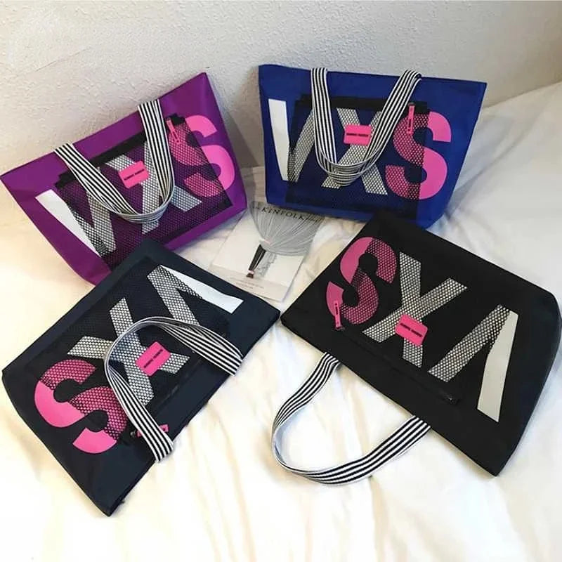Women's Fashion Shoulder Female Korean Letter Dry Wet Separation Ladies Casual Large Capacity Beach Travel Shopping Bag
