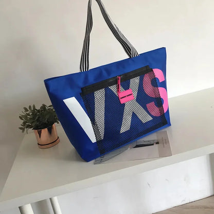 Women's Fashion Shoulder Female Korean Letter Dry Wet Separation Ladies Casual Large Capacity Beach Travel Shopping Bag