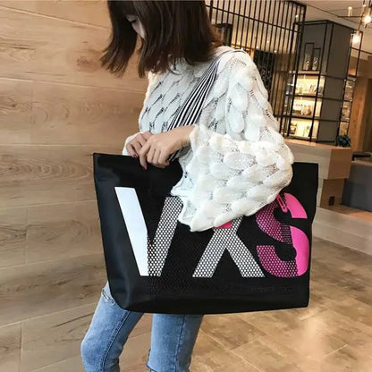 Women's Fashion Shoulder Female Korean Letter Dry Wet Separation Ladies Casual Large Capacity Beach Travel Shopping Bag
