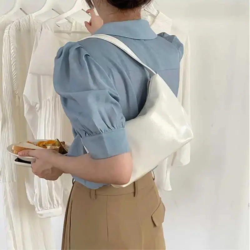 Women's Fashion Temperament Handbag Female Korean Niche Solid Color Shoulder Underarm Ladies All-match Casual Pillow Bag