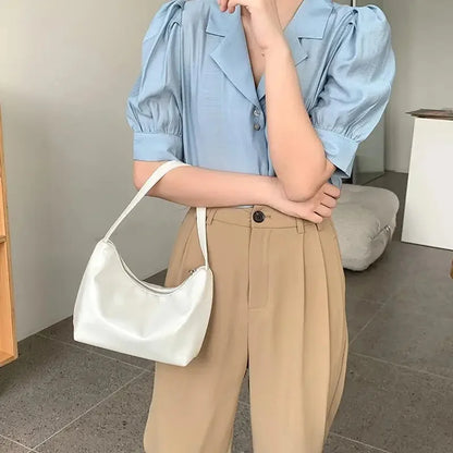 Women's Fashion Temperament Handbag Female Korean Niche Solid Color Shoulder Underarm Ladies All-match Casual Pillow Bag
