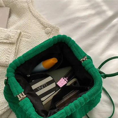 Women's Fashion Terry Cloth Underarm Female Simple Solid Color Shoulder Messenger Ladies Casual Large Capacity Cloud Bag