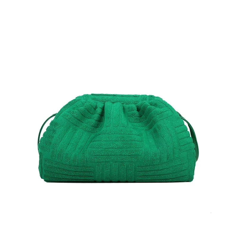 Women's Fashion Terry Cloth Underarm Female Simple Solid Color Shoulder Messenger Ladies Casual Large Capacity Cloud Bag