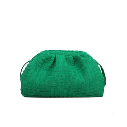 Women's Fashion Terry Cloth Underarm Female Simple Solid Color Shoulder Messenger Ladies Casual Large Capacity Cloud Bag