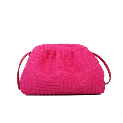 Women's Fashion Terry Cloth Underarm Female Simple Solid Color Shoulder Messenger Ladies Casual Large Capacity Cloud Bag