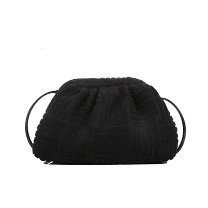 Women's Fashion Terry Cloth Underarm Female Simple Solid Color Shoulder Messenger Ladies Casual Large Capacity Cloud Bag