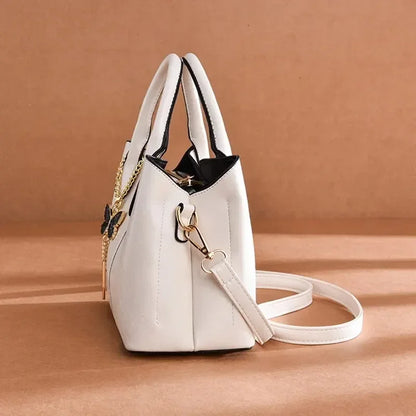 Women's Fashion Tote Hand Bag, Zipper Shoulder Bag With Butterfly Decor, Small Bucket Purse