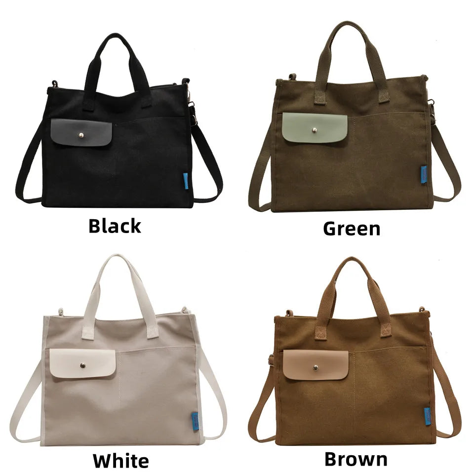 Women's Fashion Versatile Canvas Shoulder Bags Female Handbags Large-capacity Commute Ladies Leisure Crossbody Bags