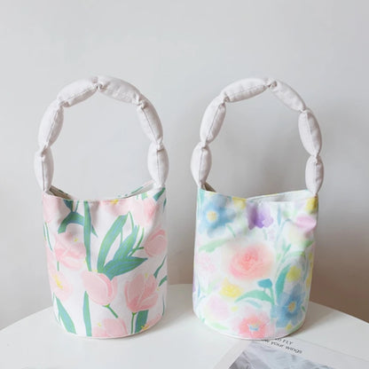 Women's Fashionable Flower Bucket Bag Elegant and Versatile Small Tote Bags Handbag