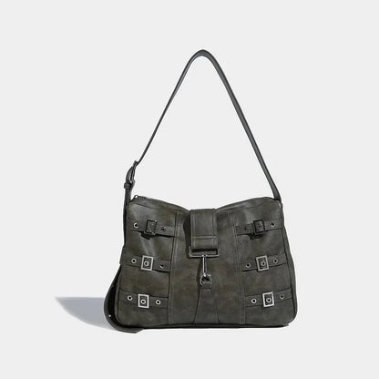 Women's French Retro Large-capacity Black And Gray Crossbody 2024 High-end Commuter Fashion Shoulder Handheld Tote Bag