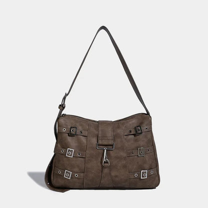 Women's French Retro Large-capacity Black And Gray Crossbody 2024 High-end Commuter Fashion Shoulder Handheld Tote Bag