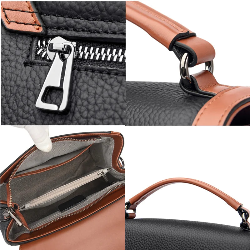 Women's Genuine Leather Bag Korean Style Fashion Shoulder Bag Large Capacity Simple Handbag Luxury Female Crossbody Bag Tote Sac