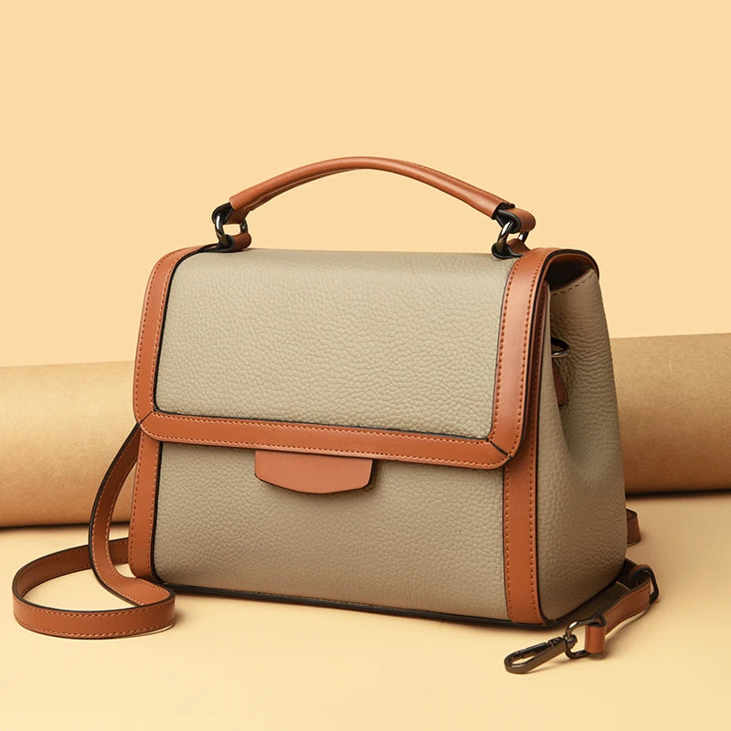 Women's Genuine Leather Bag Korean Style Fashion Shoulder Bag Large Capacity Simple Handbag Luxury Female Crossbody Bag Tote Sac