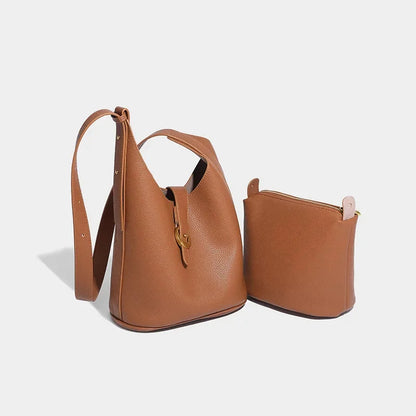 Women's Genuine Leather Bucket Design Female 2024 Cowhide Mother-in-law Large Capacity Tote Shoulder Crossbody Bag