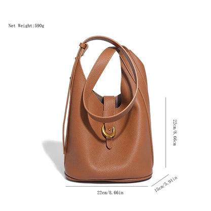 Women's Genuine Leather Bucket Design Female 2024 Cowhide Mother-in-law Large Capacity Tote Shoulder Crossbody Bag