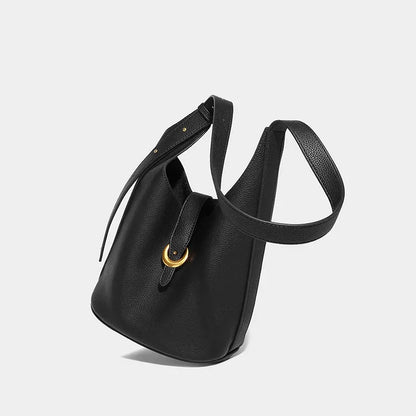 Women's Genuine Leather Bucket Design Female 2024 Cowhide Mother-in-law Large Capacity Tote Shoulder Crossbody Bag