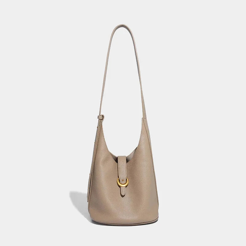 Women's Genuine Leather Bucket Design Female 2024 Cowhide Mother-in-law Large Capacity Tote Shoulder Crossbody Bag