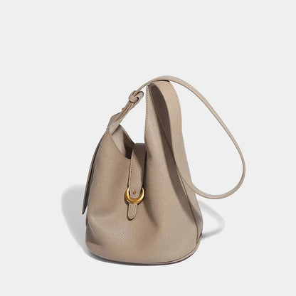 Women's Genuine Leather Bucket Design Female 2024 Cowhide Mother-in-law Large Capacity Tote Shoulder Crossbody Bag