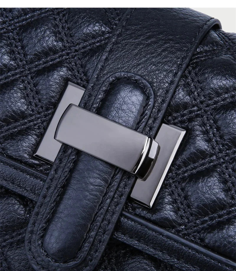 Women's Genuine Leather Handbag Elegant Fashion Texture Rhombic Messenger Ladies Shoulder Cowhide Crossbody Small Bag
