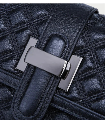 Women's Genuine Leather Handbag Elegant Fashion Texture Rhombic Messenger Ladies Shoulder Cowhide Crossbody Small Bag