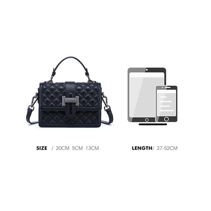 Women's Genuine Leather Handbag Elegant Fashion Texture Rhombic Messenger Ladies Shoulder Cowhide Crossbody Small Bag
