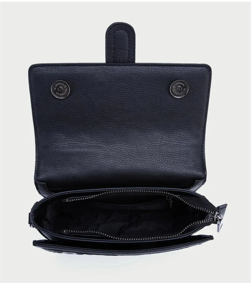 Women's Genuine Leather Handbag Elegant Fashion Texture Rhombic Messenger Ladies Shoulder Cowhide Crossbody Small Bag
