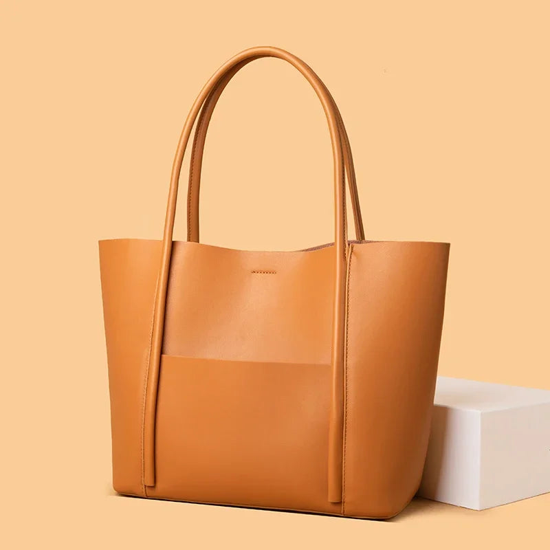Women's Genuine Leather Handbag Vintage Cow Leather Shoulder Crossbody Bags For Women Large Capacity Simple Ladies Messenger Bag