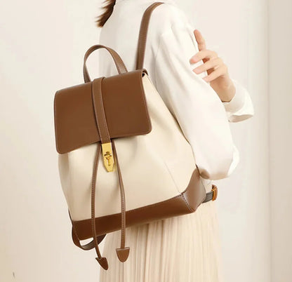 Women's Genuine Leather New Fashion Travel Backpack Large Capacity High Quality Cowhide Female College Student Bag