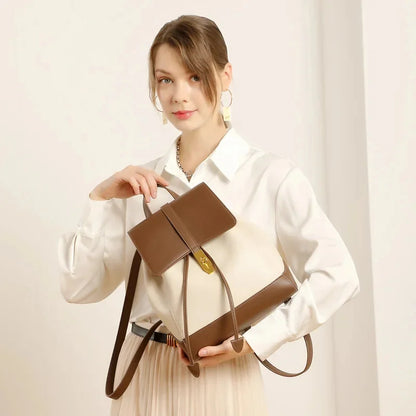 Women's Genuine Leather New Fashion Travel Backpack Large Capacity High Quality Cowhide Female College Student Bag