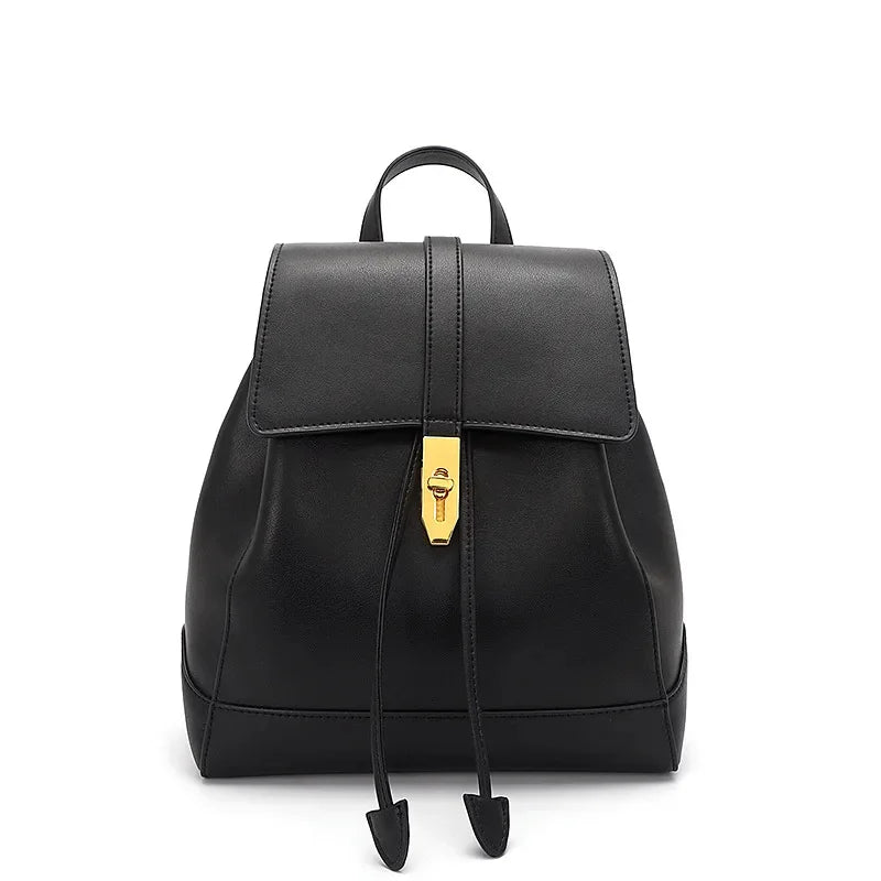 Women's Genuine Leather New Fashion Travel Backpack Large Capacity High Quality Cowhide Female College Student Bag