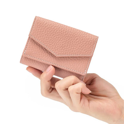 Women's Genuine Leather Short Mini Coin Wallet Multi Slot Card Bag