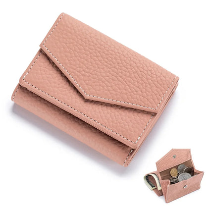 Women's Genuine Leather Short Mini Coin Wallet Multi Slot Card Bag