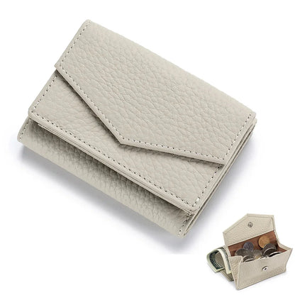 Women's Genuine Leather Short Mini Coin Wallet Multi Slot Card Bag