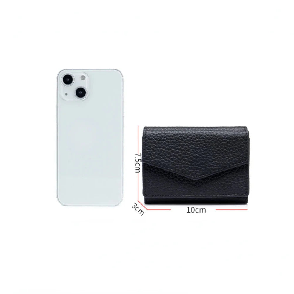Women's Genuine Leather Short Mini Coin Wallet Multi Slot Card Bag
