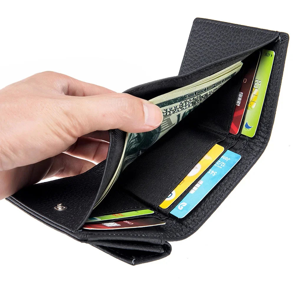 Women's Genuine Leather Short Mini Coin Wallet Multi Slot Card Bag