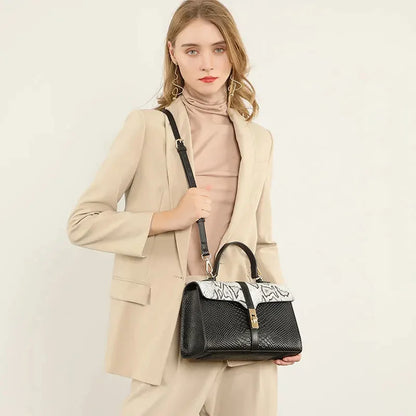 Women's Genuine Leather Shoulder Bag Luxury Commuter Handbag Fashion European and American Style Crocodile Grain Crossbody Bags