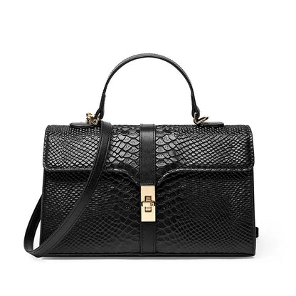 Women's Genuine Leather Shoulder Bag Luxury Commuter Handbag Fashion European and American Style Crocodile Grain Crossbody Bags