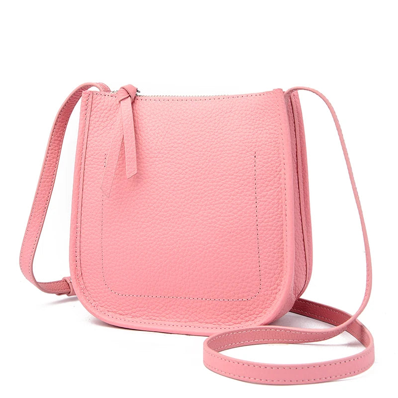 Women's Genuine Leather Shoulder Crossbody Bags Fashion Solid Color Soft Cow Leather Ladies Handbag Female Small Phone Bag purse